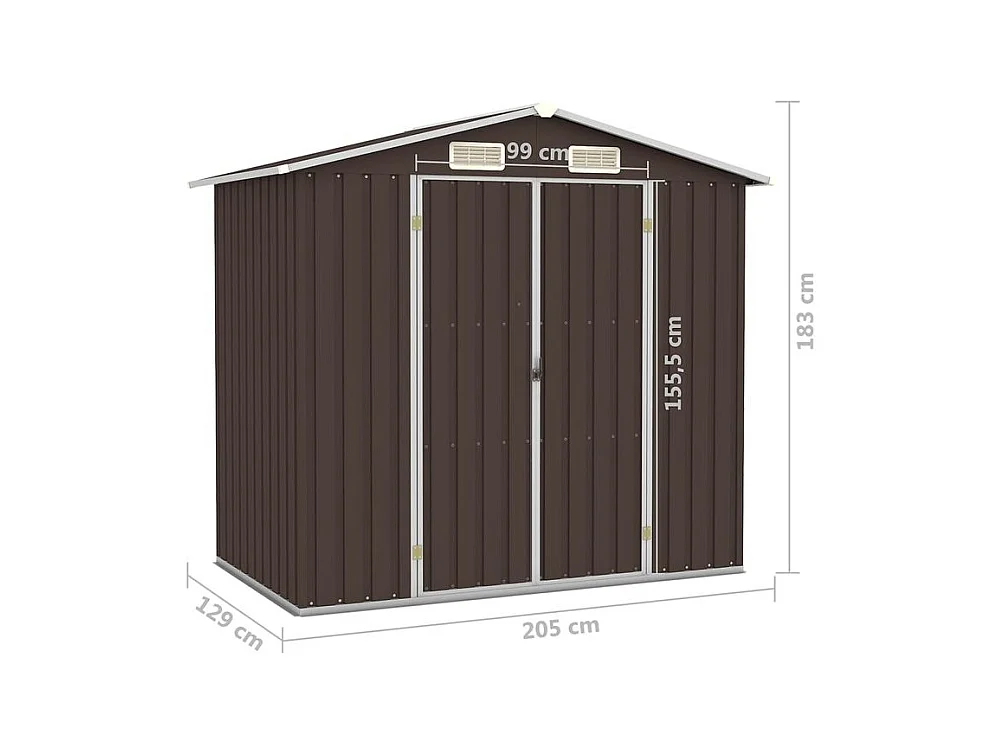 Abri de jardin Marron 205x129x183 Acier galvanisé