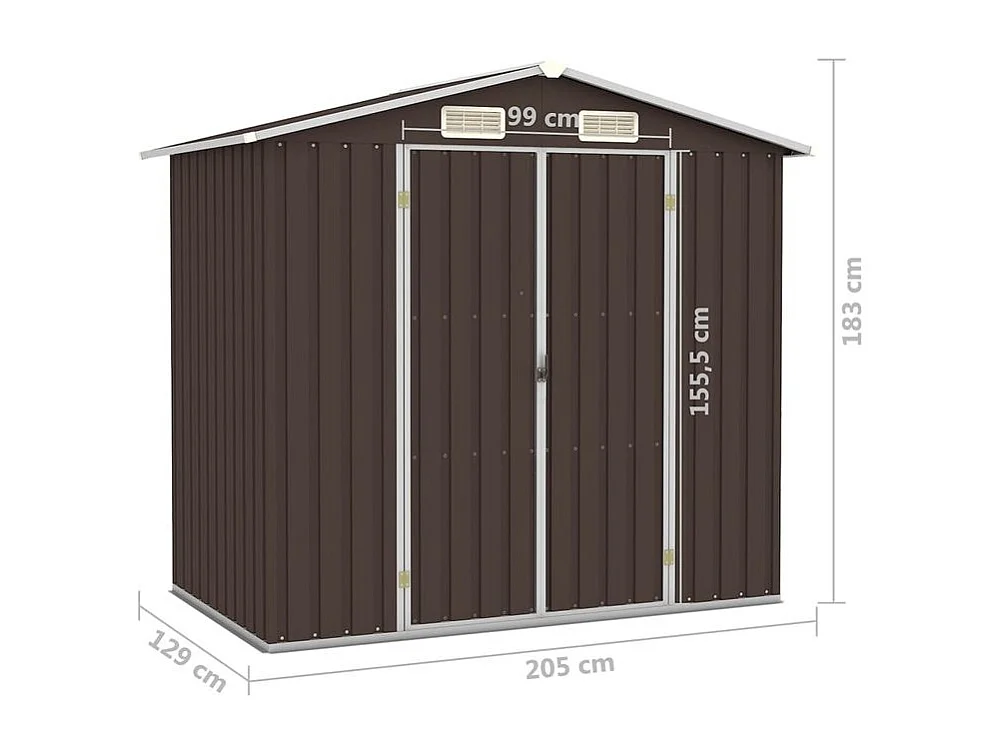 Abri de jardin Marron 205x129x183 Acier galvanisé