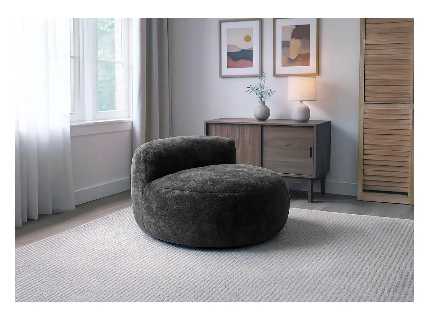 Puff para poltrona acolchoada de 1 lugar, bege