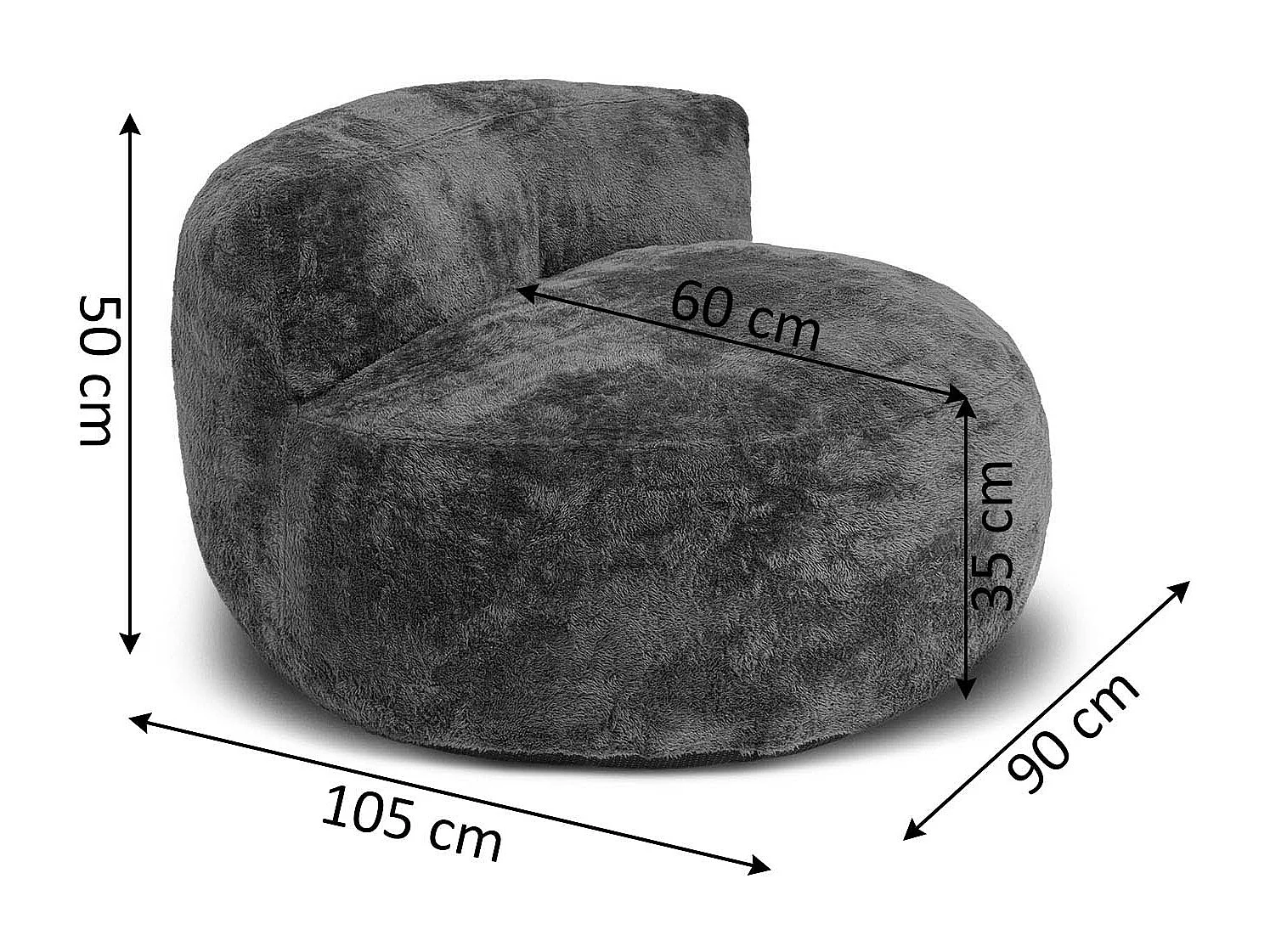 Puff para poltrona acolchoado de 1 lugar, cinza