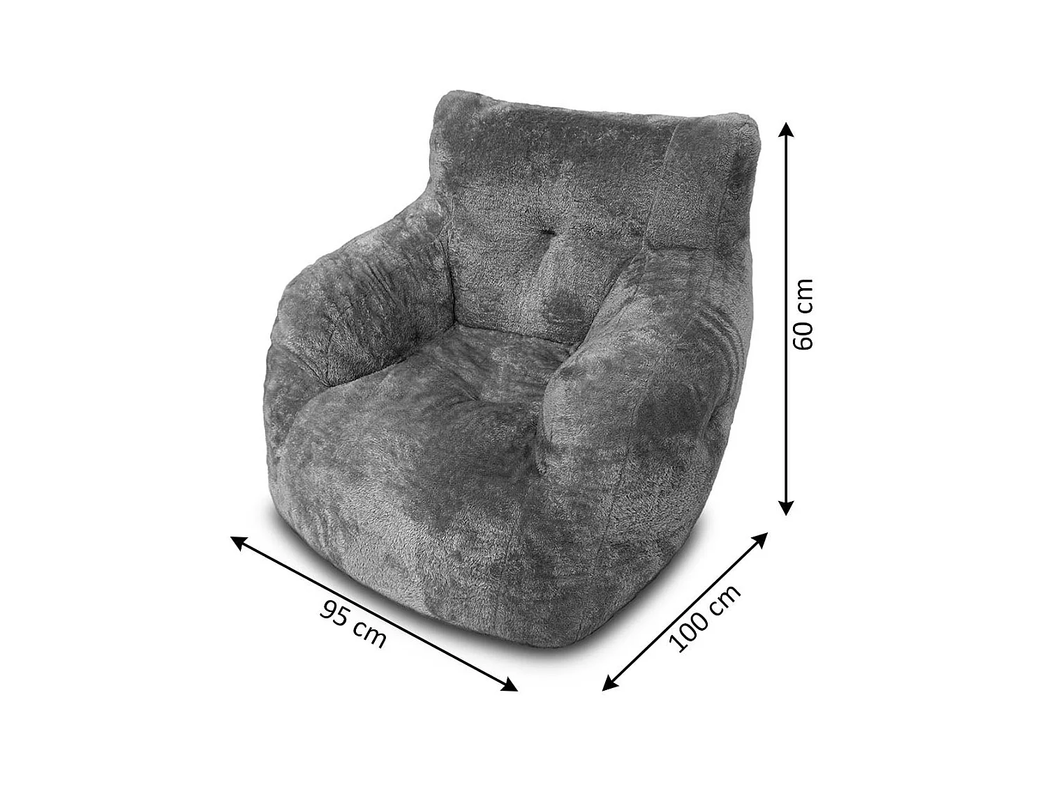 Puff Sillon 1 Plaza Acolchado, Gris