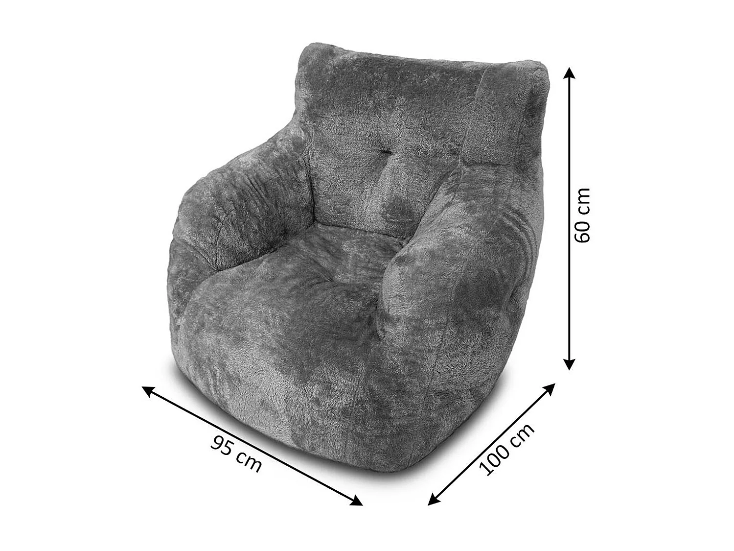 Cadeira pufe acolchoada de 1 lugar, cinza