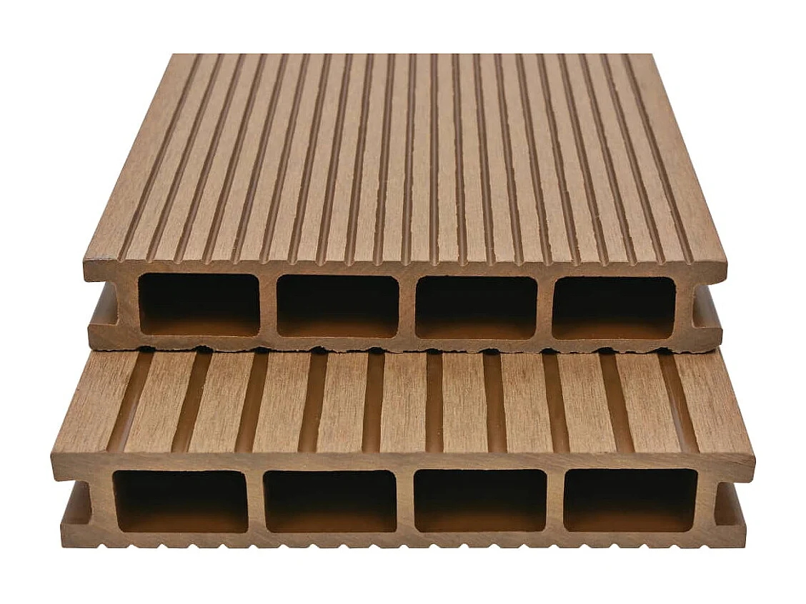 Panneaux de terrasse creux et accessoires WPC 10 m² 2,2 m Teck