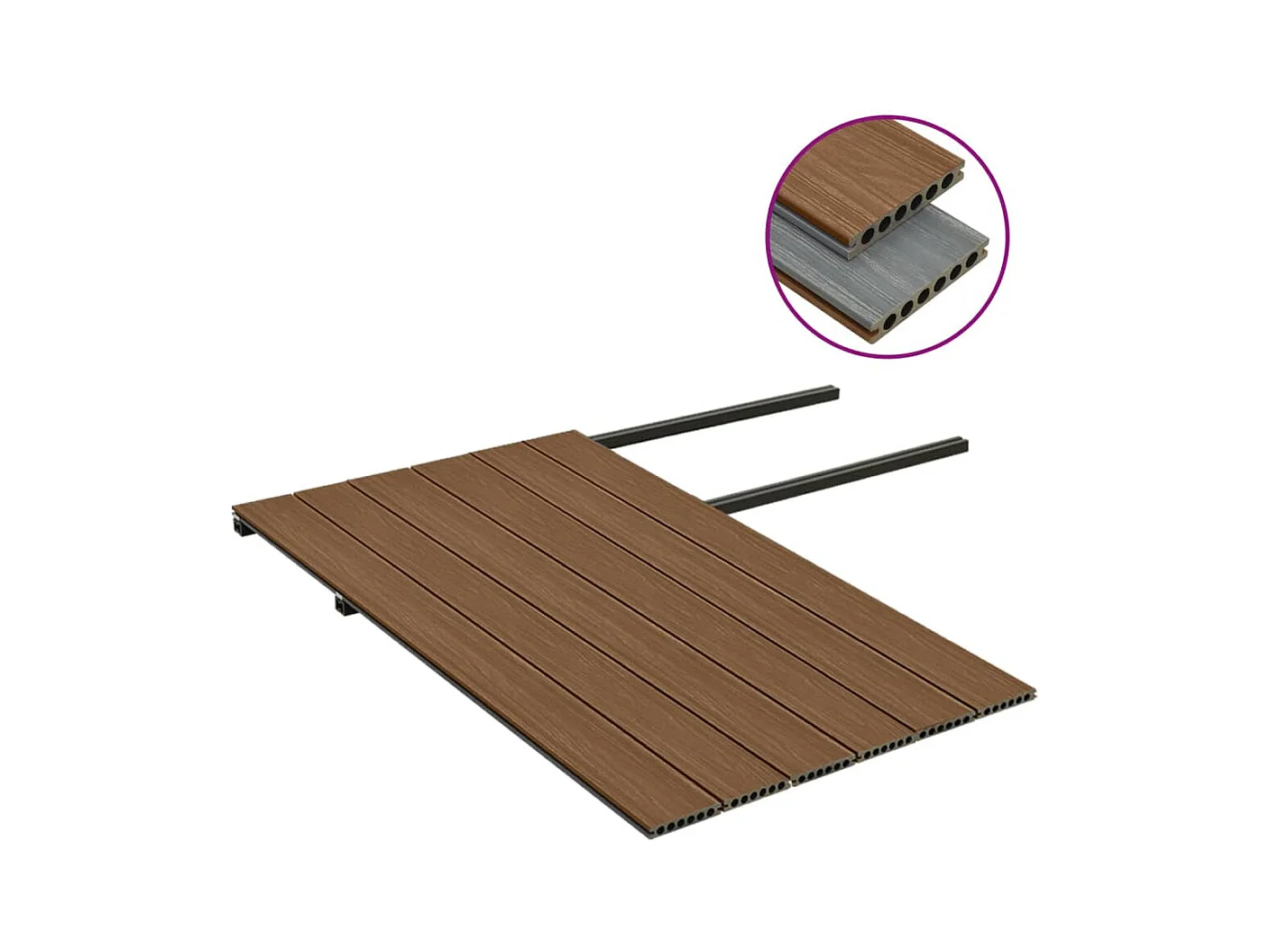 Panneaux de terrasse et accessoires WPC Marron-gris 15 m² 4 m