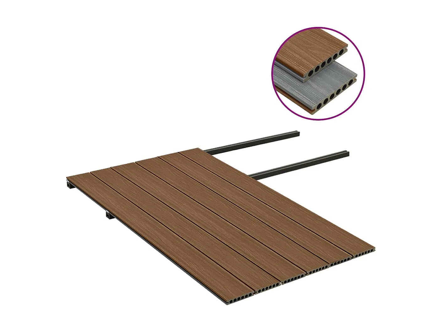 Panneaux de terrasse et accessoires WPC Marron-gris 15 m² 4 m