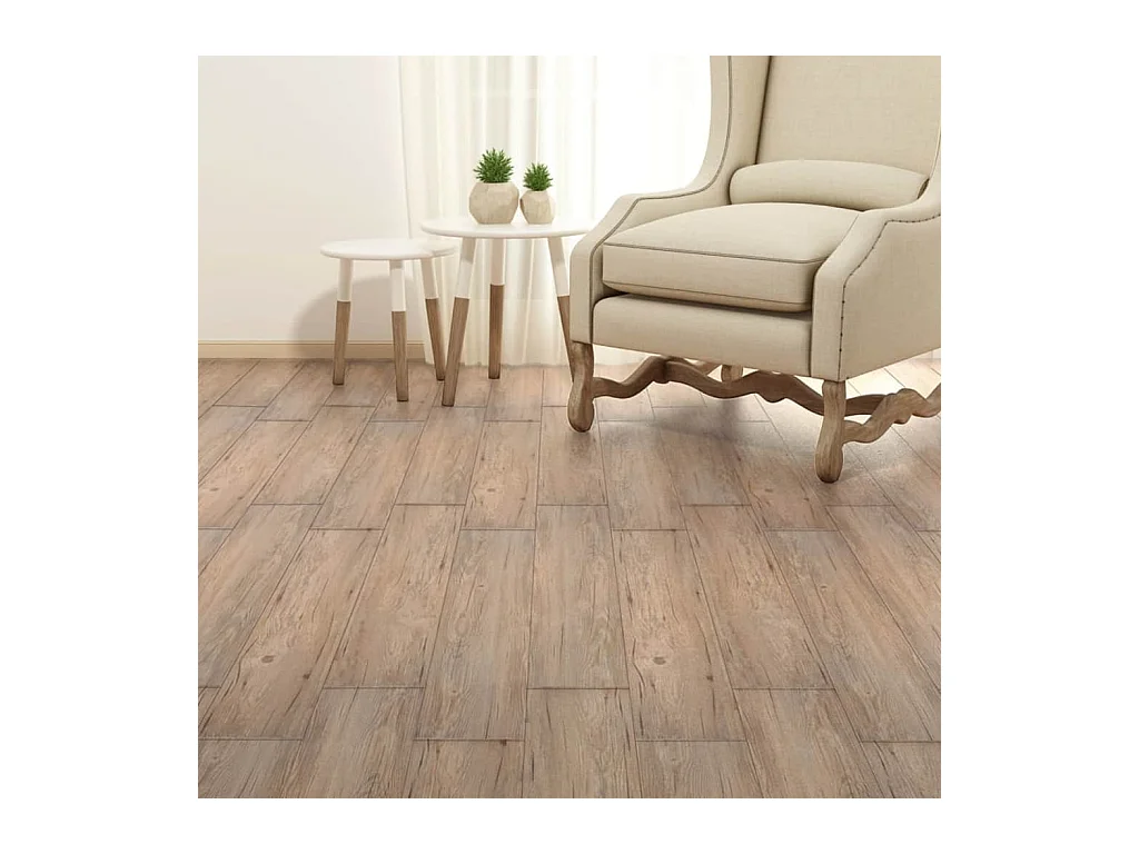 Planche de plancher PVC autoadhésif 5,02 m² 2 mm Marron chêne