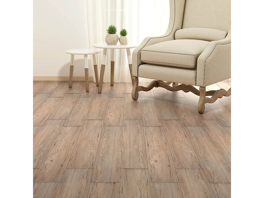 Planche de plancher PVC autoadhésif 5,02 m² 2 mm Marron chêne