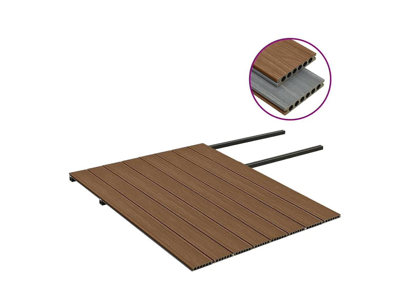 Panneaux de terrasse et accessoires WPC Marron-gris 20 m² 4 m