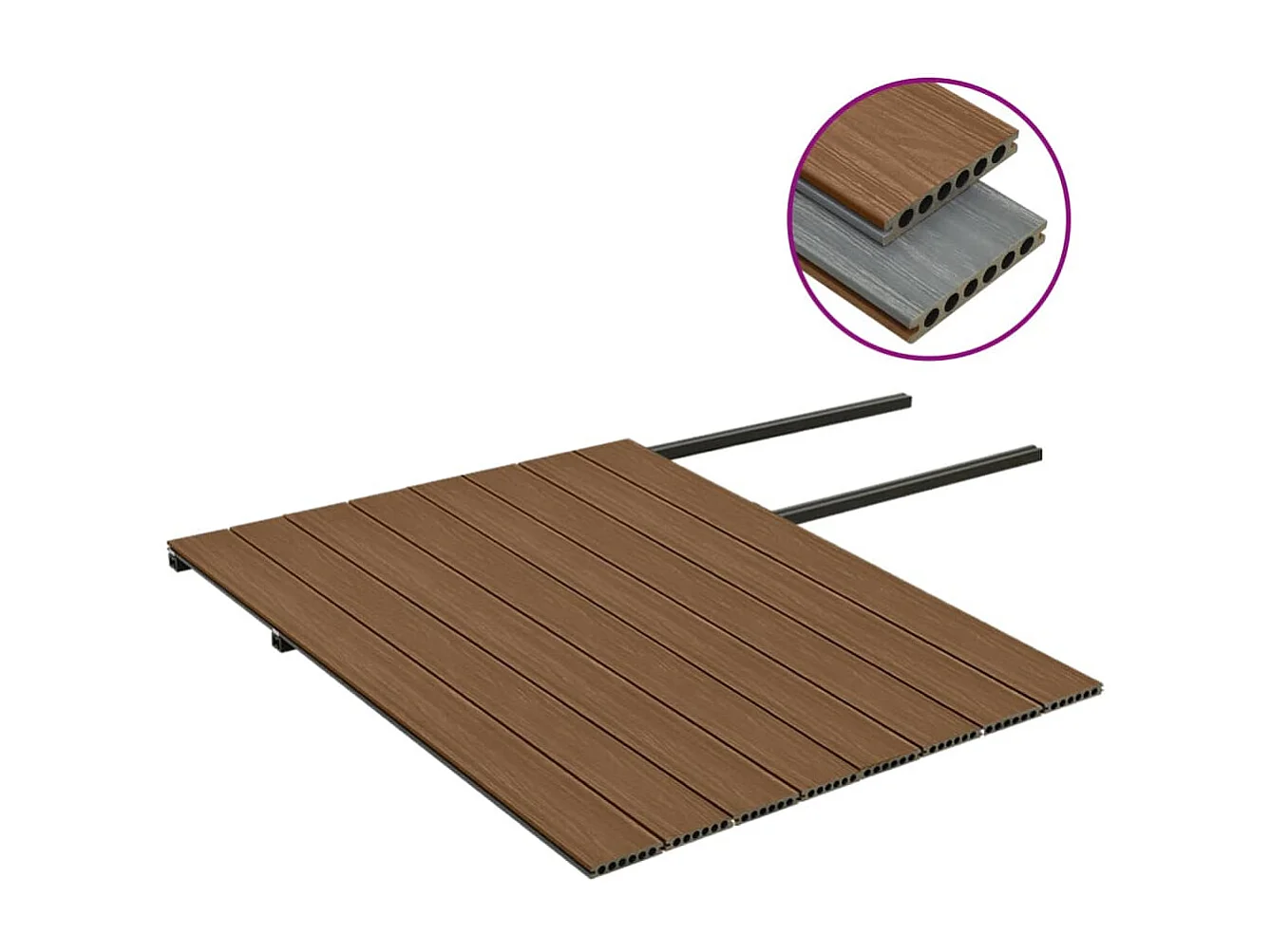 Panneaux de terrasse et accessoires WPC Marron-gris 20 m² 4 m