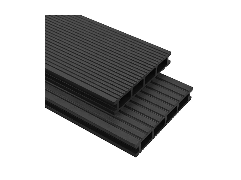 Panneaux de terrasse WPC avec accessoires 10 m² 4 m Anthracite