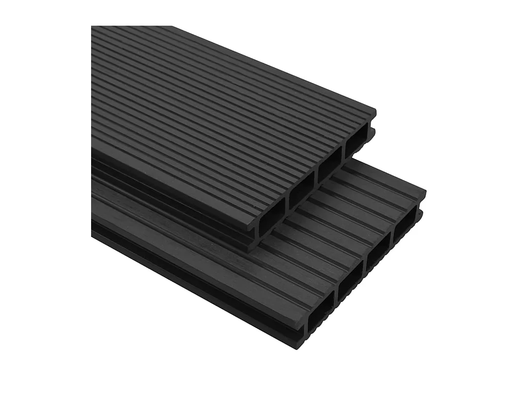 Panneaux de terrasse WPC avec accessoires 10 m² 4 m Anthracite