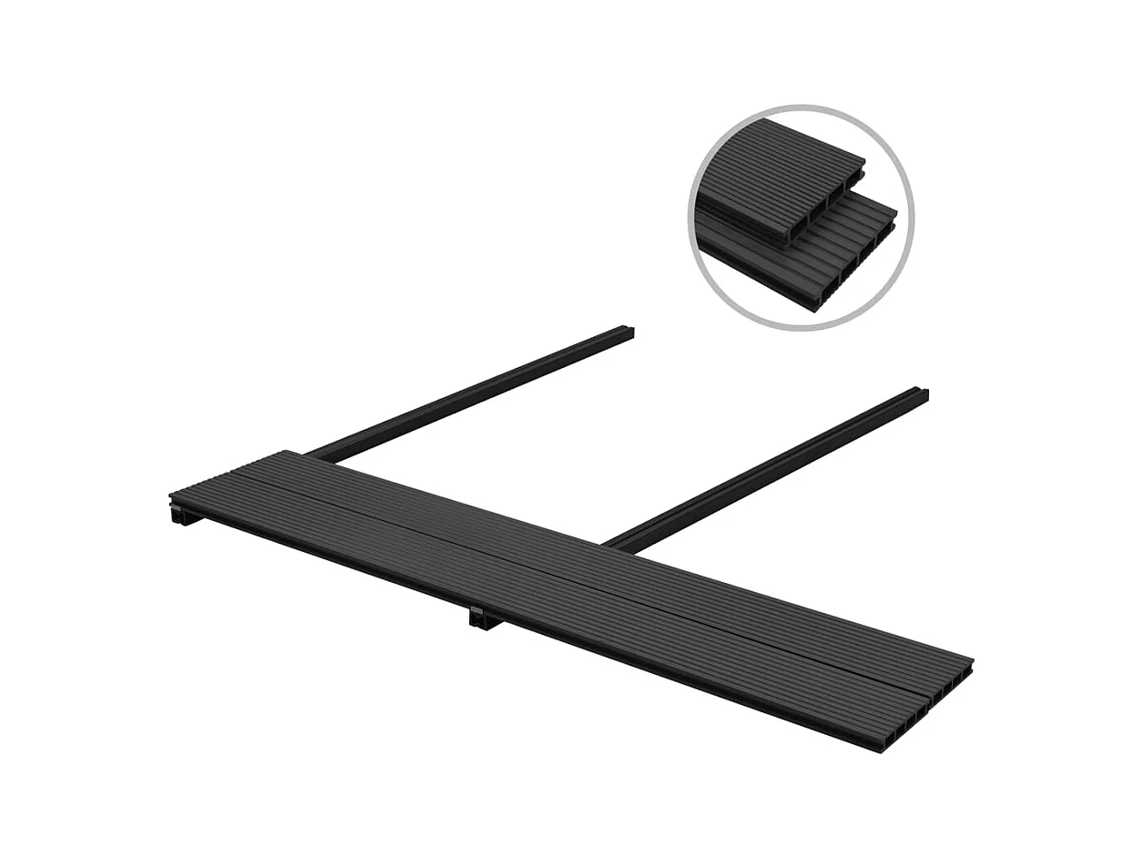Panneaux de terrasse WPC avec accessoires 10 m² 4 m Anthracite