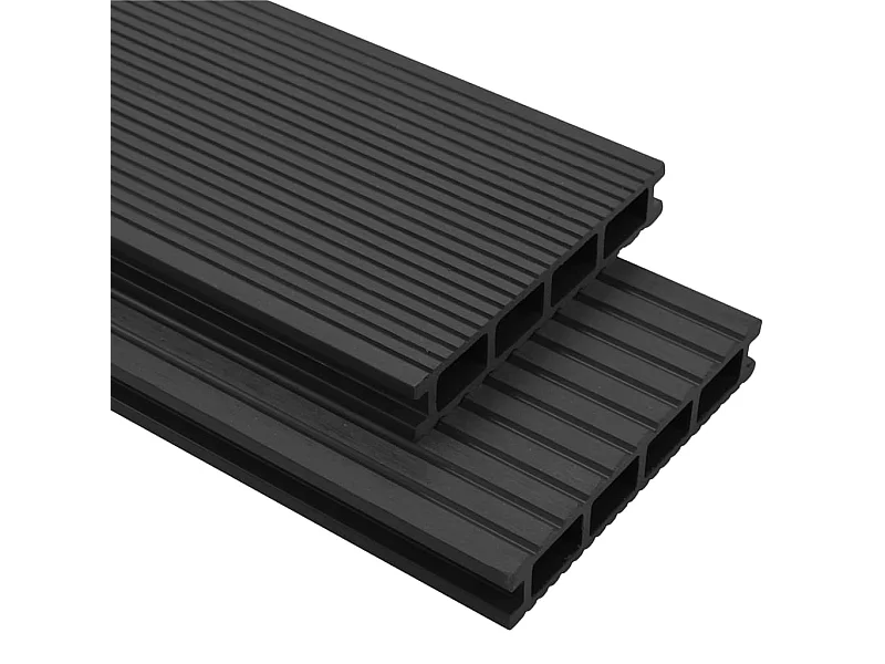 Panneaux de terrasse WPC avec accessoires 10 m² 4 m Anthracite