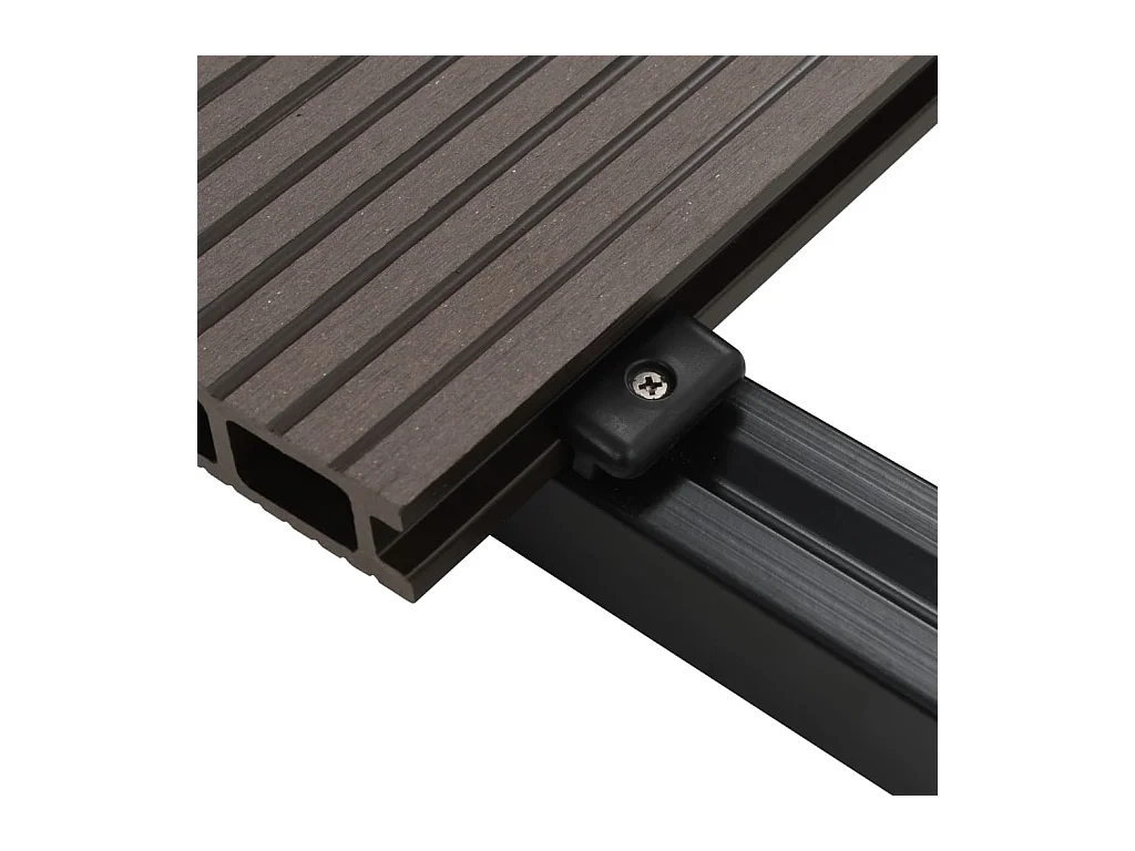 Panneaux de terrasse creux WPC 15 m² 4 m Marron foncé