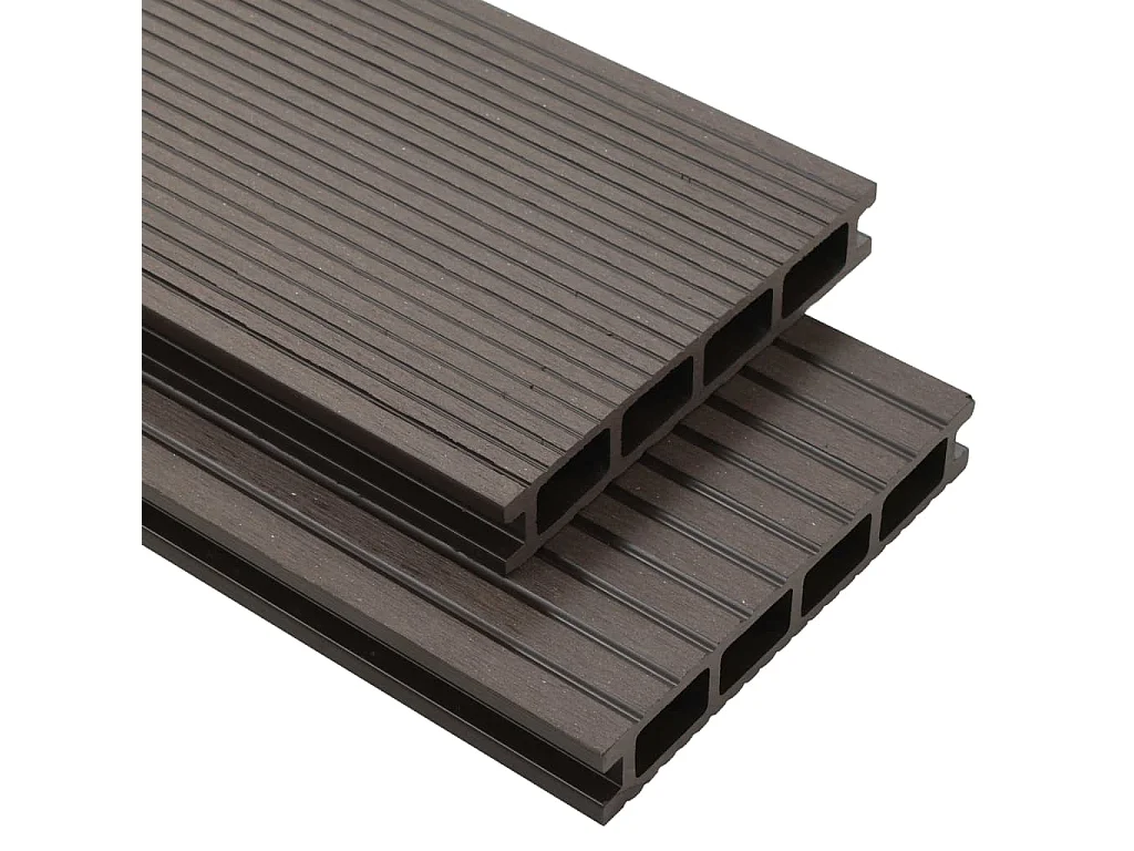 Panneaux de terrasse creux WPC 15 m² 4 m Marron foncé