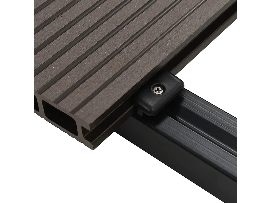 Panneaux de terrasse creux WPC 15 m² 4 m Marron foncé