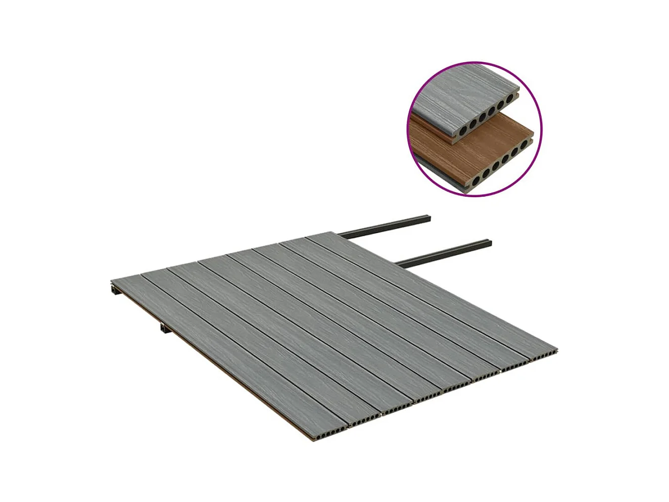 Panneaux de terrasse et accessoires WPC Marron-gris 16 m² 2,2 m