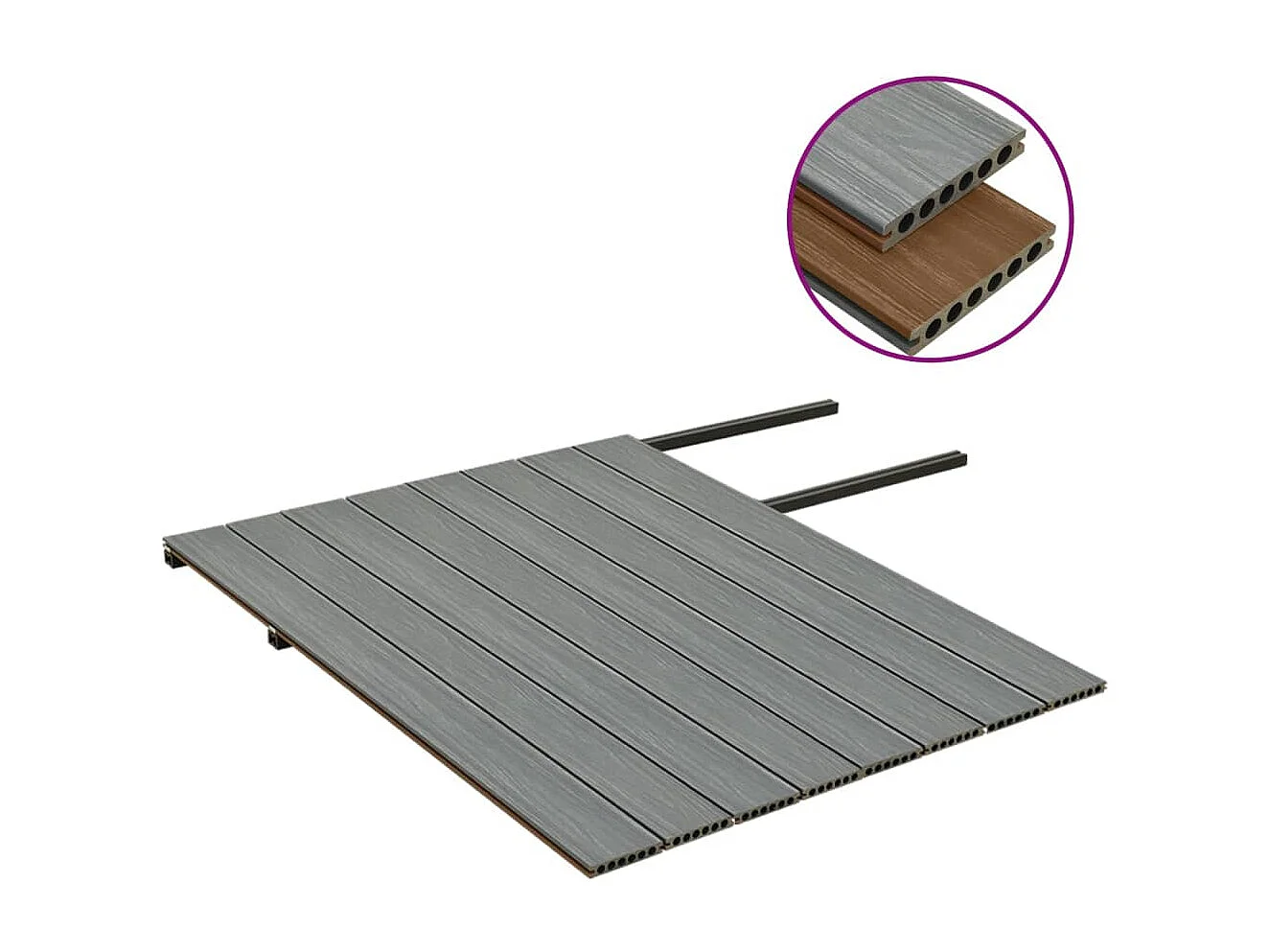 Panneaux de terrasse et accessoires WPC Marron-gris 16 m² 2,2 m