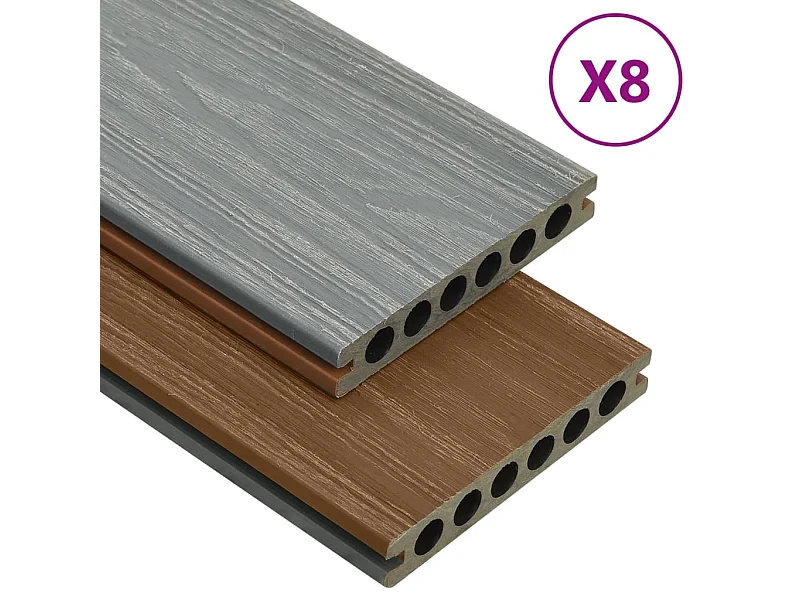 Panneaux de terrasse et accessoires WPC Marron-gris 16 m² 2,2 m