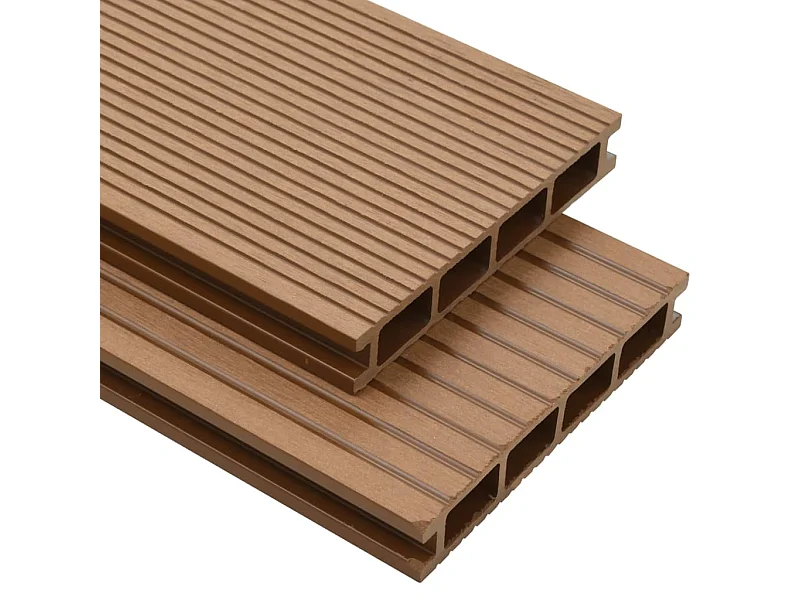 Panneaux de terrasse creux et accessoires WPC 40 m² 4 m Teck