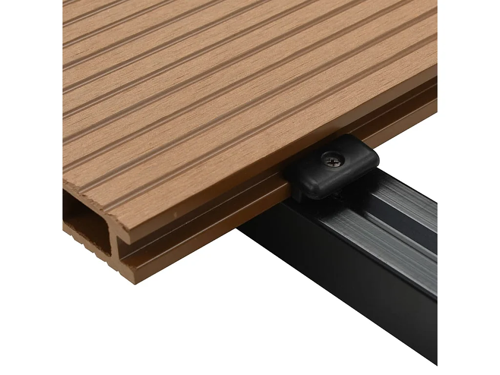 Panneaux de terrasse creux et accessoires WPC 36 m² 2,2 m Teck