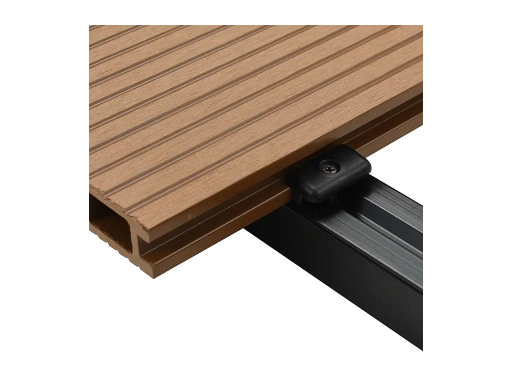 Panneaux de terrasse creux et accessoires WPC 16 m² 2,2 m Teck