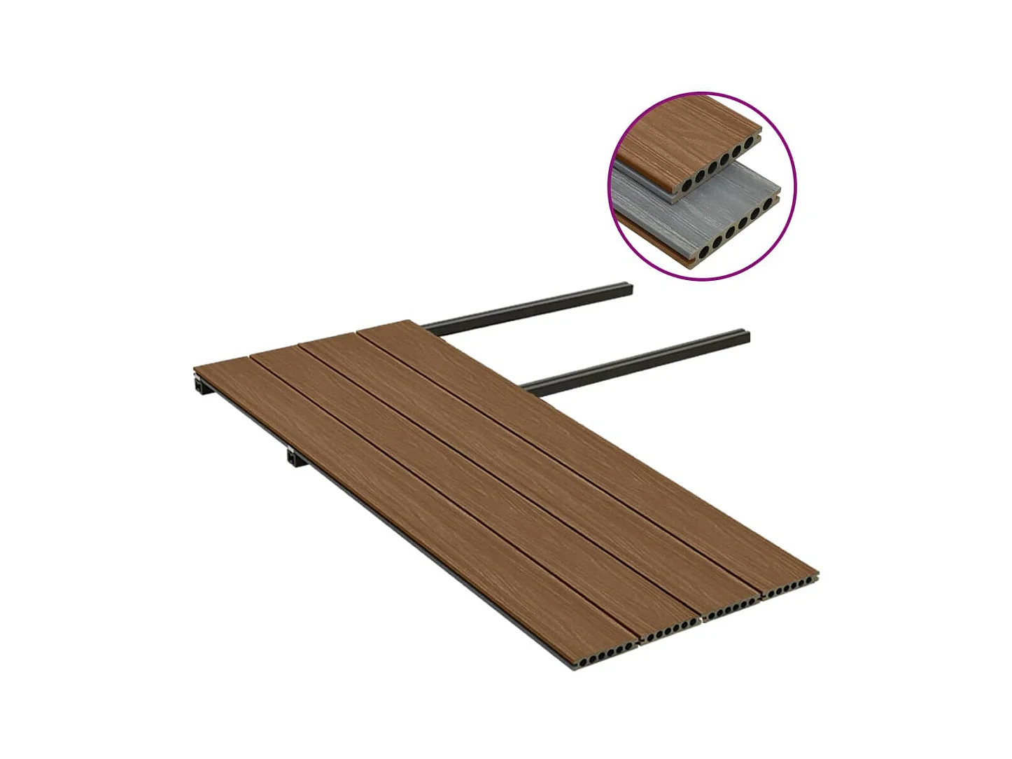 Panneaux de terrasse et accessoires WPC Marron-gris 10 m² 4 m