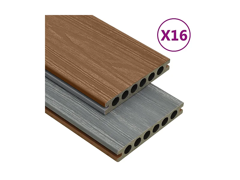 Panneaux de terrasse et accessoires WPC Marron-gris 40 m² 4 m