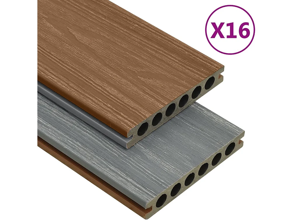 Panneaux de terrasse et accessoires WPC Marron-gris 40 m² 4 m