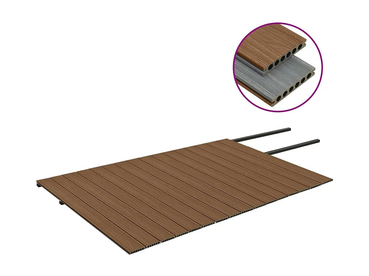 Panneaux de terrasse et accessoires WPC Marron-gris 40 m² 4 m