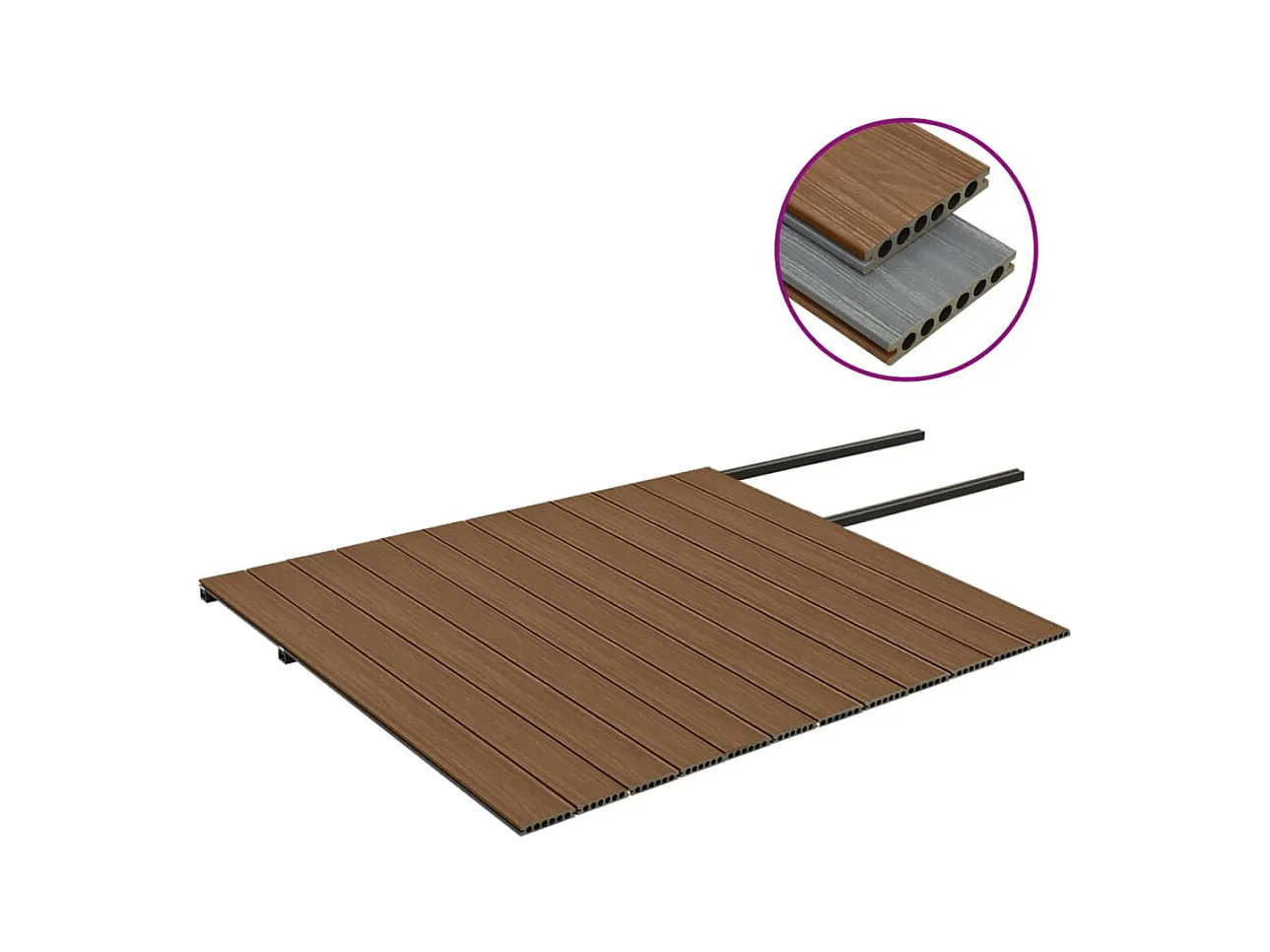 Panneaux de terrasse et accessoires WPC Marron-gris 30 m² 4 m