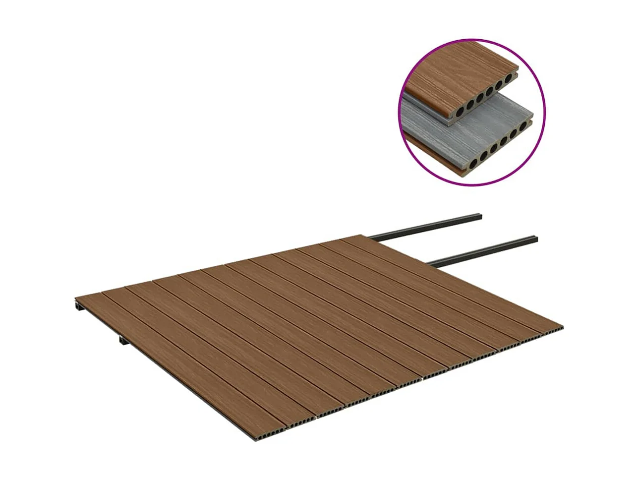 Panneaux de terrasse et accessoires WPC Marron-gris 30 m² 4 m