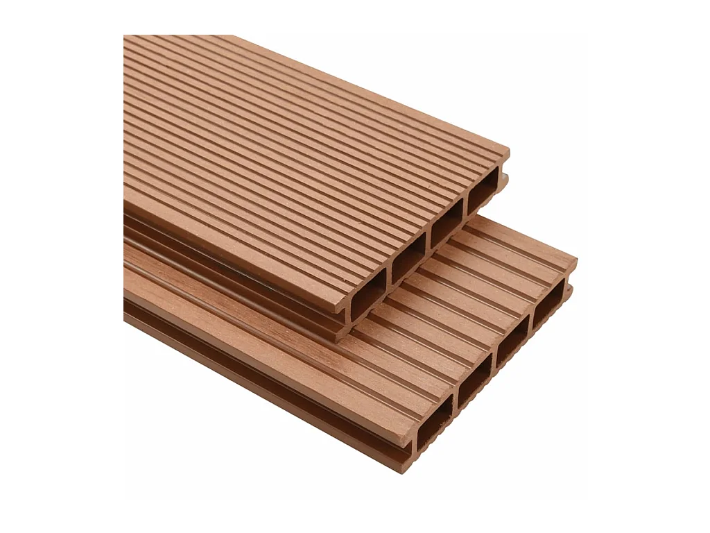 Panneaux de terrasse avec accessoires WPC 10 m² 2,2 m Marron
