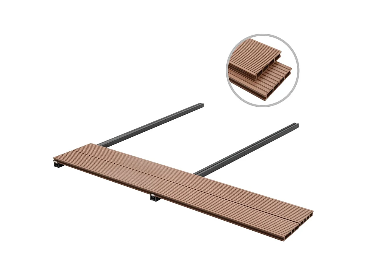 Panneaux de terrasse WPC avec accessoires 15 m² 4 m Marron