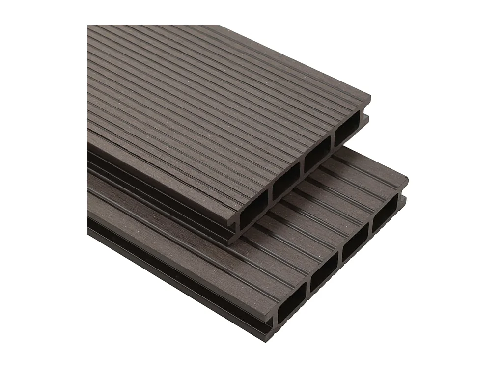 Panneaux de terrasse creux WPC 20 m² 4 m Marron foncé