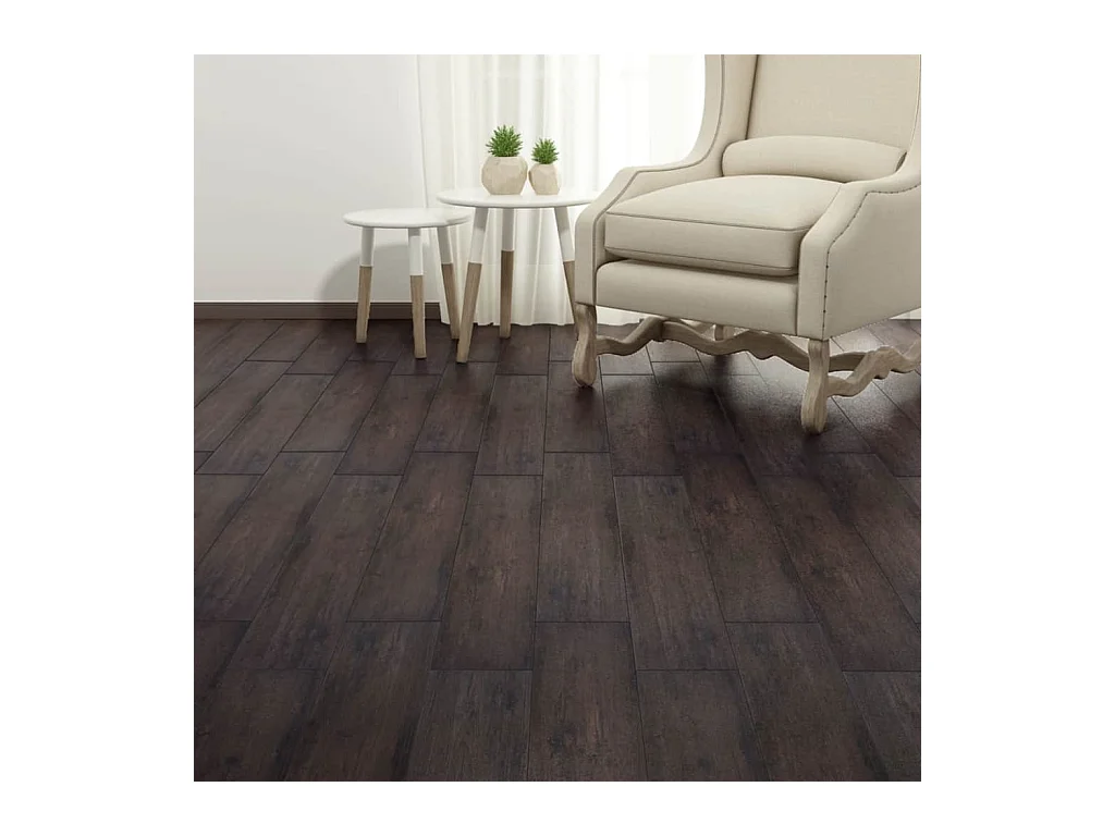 Planche de plancher PVC autoadhésif 5,02 m² 2 mm Marron foncé