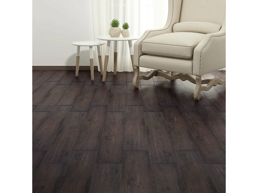 Planche de plancher PVC autoadhésif 5,02 m² 2 mm Marron foncé