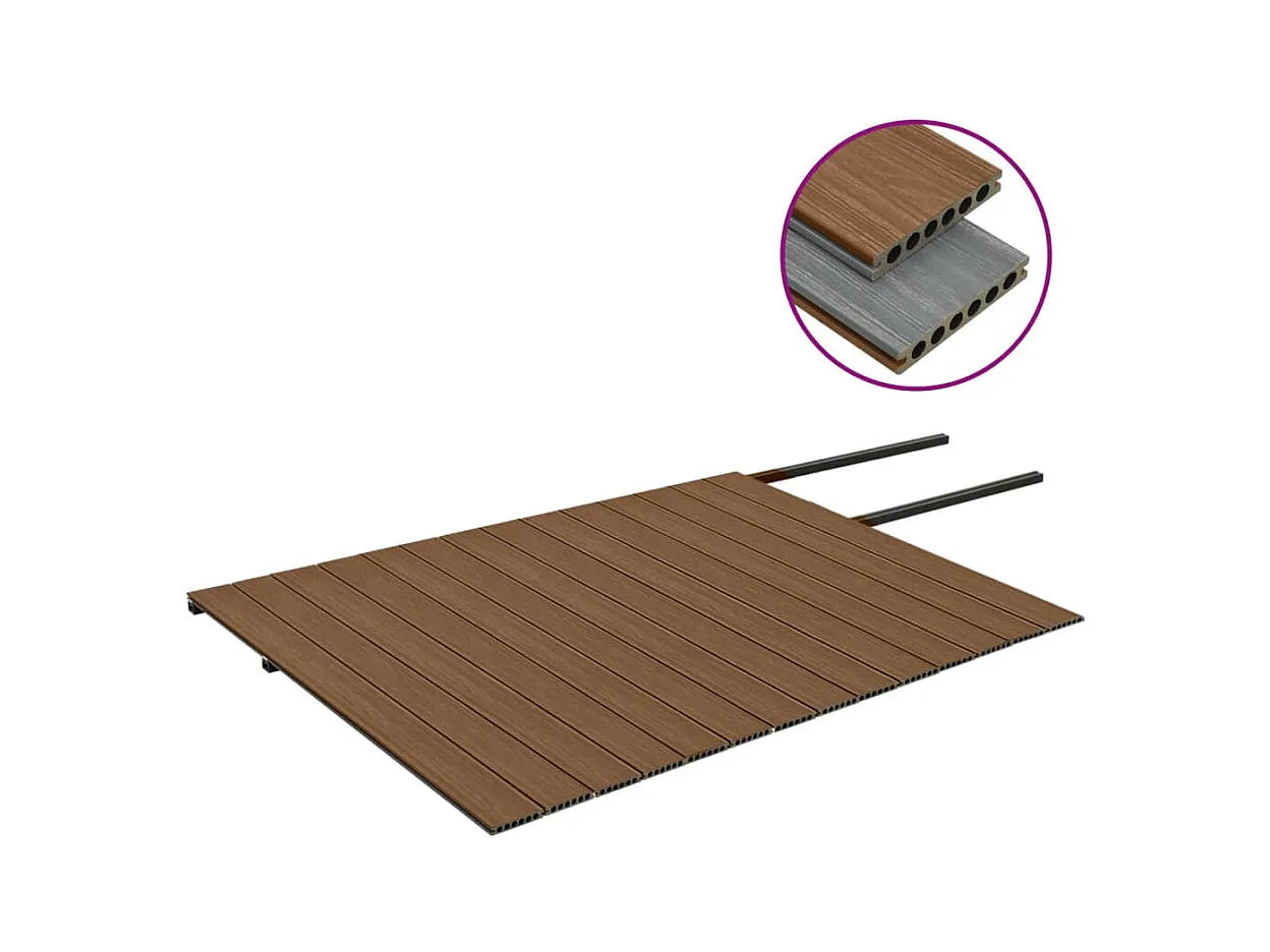Panneaux de terrasse et accessoires WPC Marron-gris 35 m² 4 m