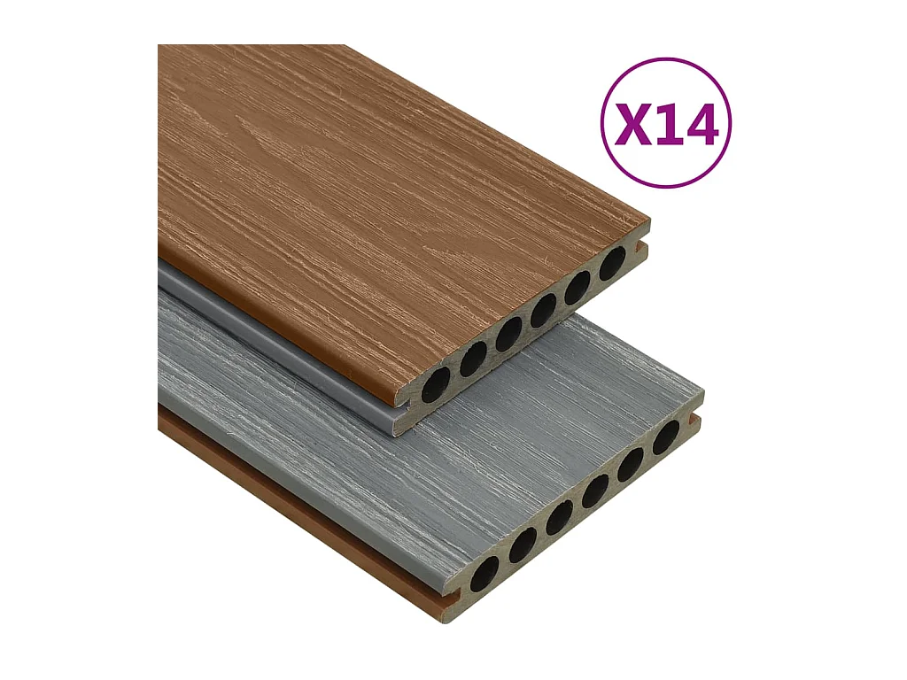 Panneaux de terrasse et accessoires WPC Marron-gris 35 m² 4 m