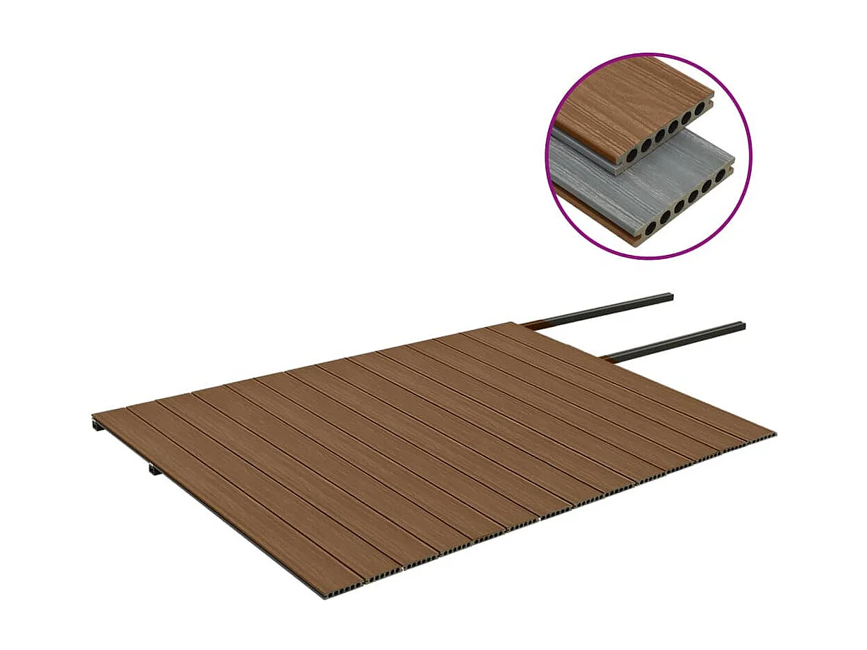 Panneaux de terrasse et accessoires WPC Marron-gris 35 m² 4 m