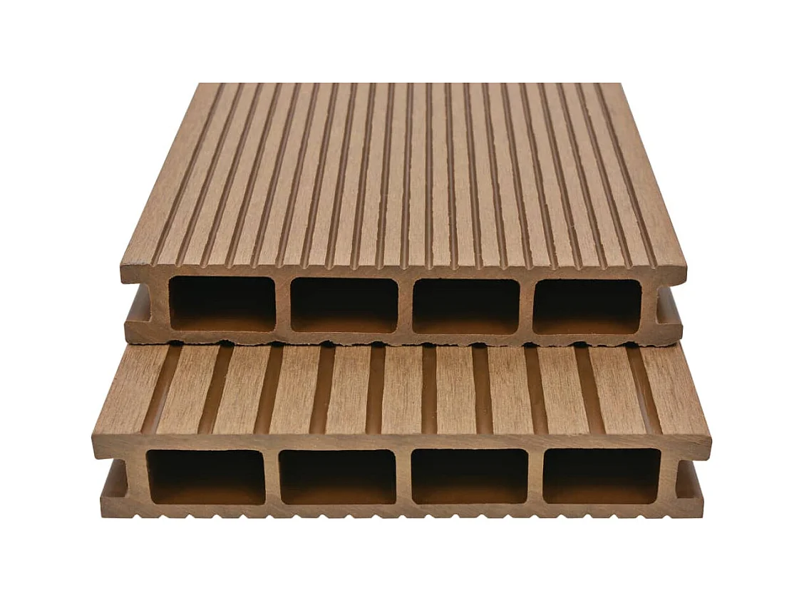 Panneaux de terrasse creux et accessoires WPC 25 m² 4 m Teck