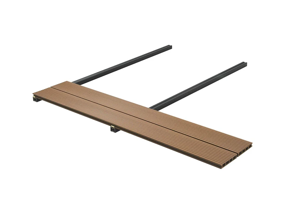 Panneaux de terrasse creux et accessoires WPC 25 m² 4 m Teck