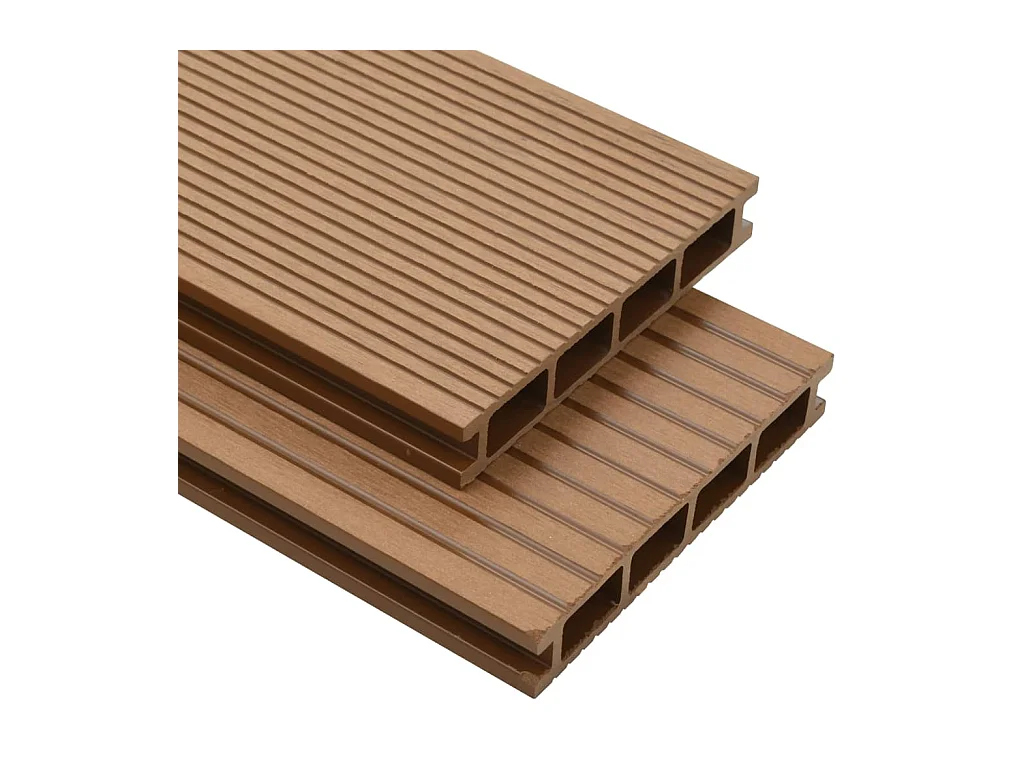 Panneaux de terrasse creux et accessoires WPC 25 m² 4 m Teck