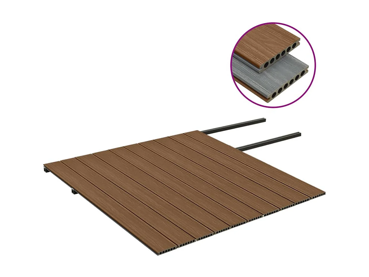 Panneaux de terrasse et accessoires WPC Marron-gris 25 m² 4 m