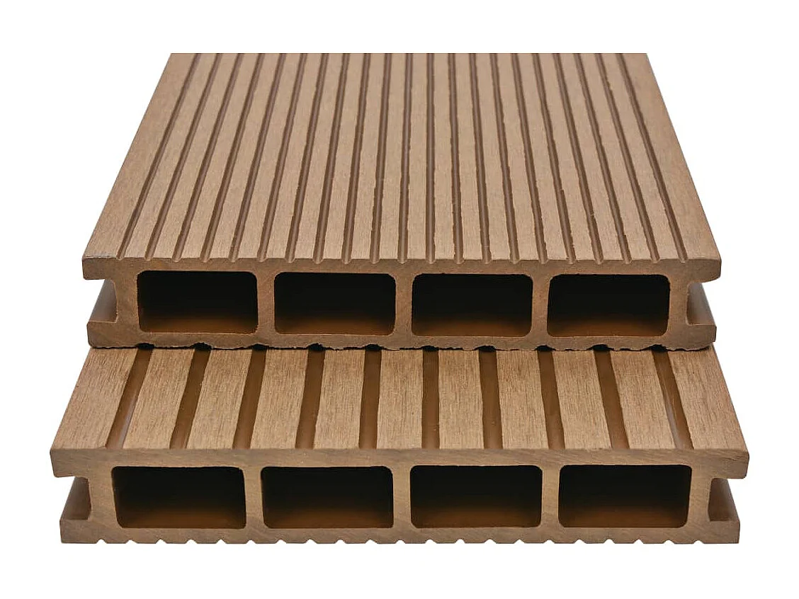 Panneaux de terrasse creux et accessoires WPC 20 m² 4 m Teck