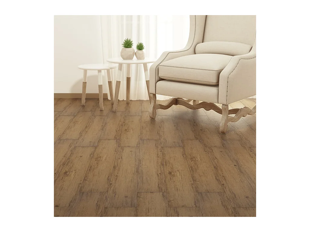 Planche de plancher PVC autoadhésif 5,02 m² 2 mm Marron noyer