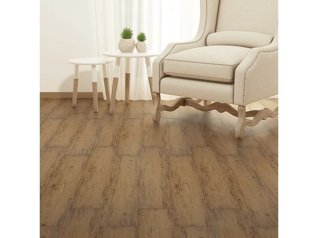 Planche de plancher PVC autoadhésif 5,02 m² 2 mm Marron noyer