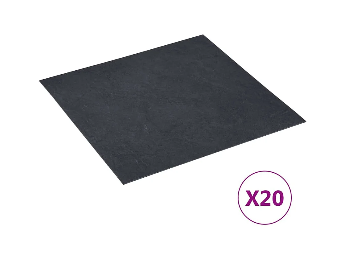 Planches plancher autoadhésives 20 pcs PVC 1,86 m² Marbre noir 2