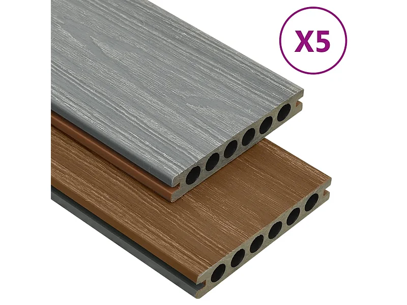 Panneaux de terrasse et accessoires WPC Marron-gris 10 m² 2,2 m