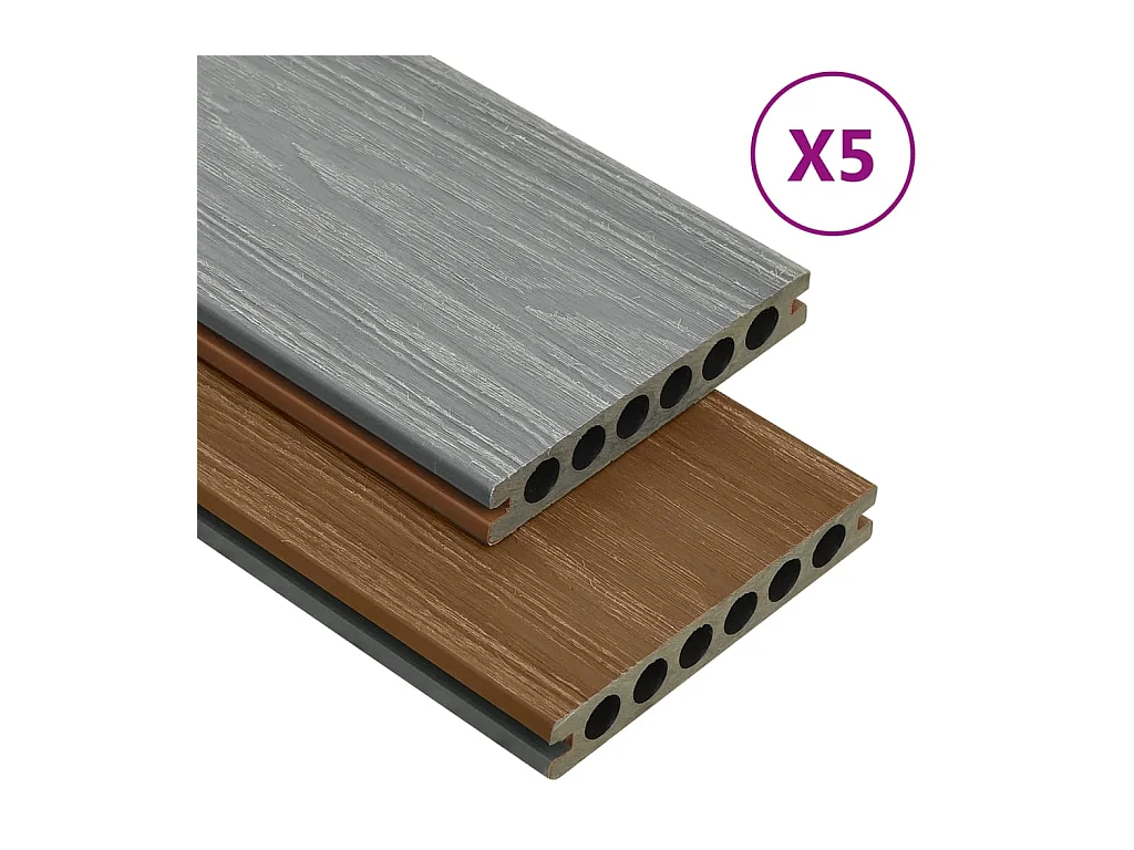 Panneaux de terrasse et accessoires WPC Marron-gris 10 m² 2,2 m
